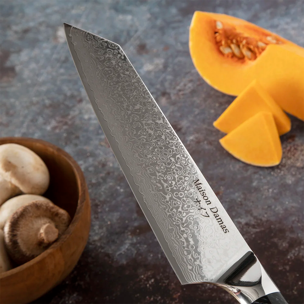 Ensemble de 3 petits couteaux de cuisine japonais en acier à haute teneur  en carbone, Nakiri, produit écologique, boucherie, BBQ, bois d'olive