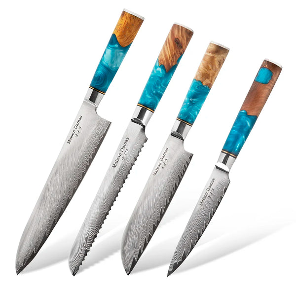 Couteau De Chasse Masano Toyokuni TKA-012 - Lame Fixe Damas Ren 4.52, Manche Cordé, Fabriqué Au Japon
